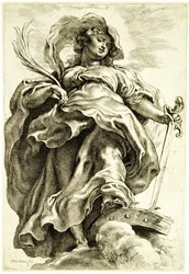 Santa Catalina de Alejandría en las nubes, 1620-21
